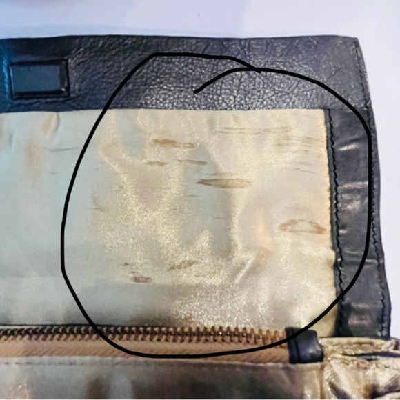 Designer Charles David Women’s Leather Clutch Taupe/Pewter Sequins Gold interior - Picture 4 of 13